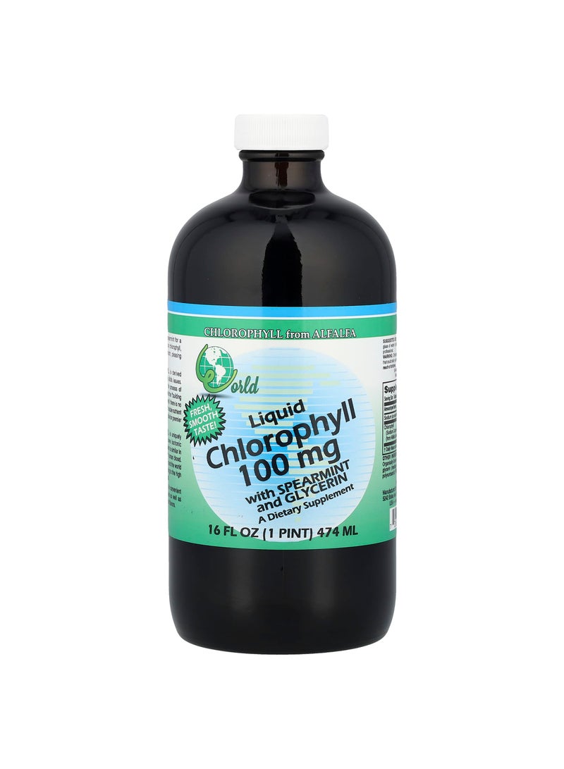 كلوروفيل سائل مع النعناع الأخضر والجلسرين، 16 fl oz (474 ml)